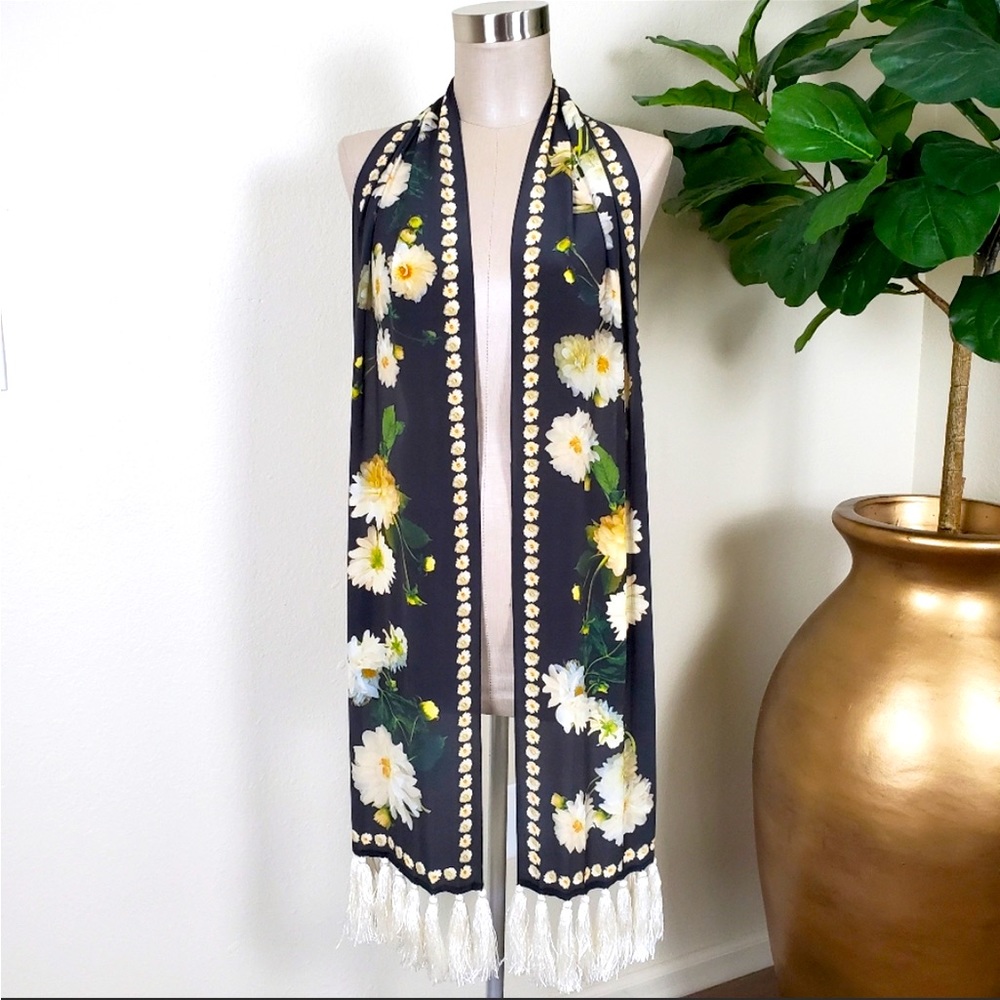 Tommy Bahama Silk Mums Floral Scarf With Tassels